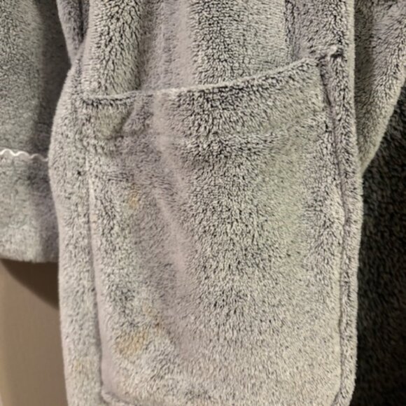 Oscar de la Renta Women's M Pale Gray Plush Long Robe 45" Long Sleeve Self Tie - Picture 11 of 11